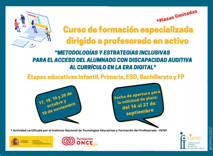 FORMACIÓN ESPECIALIZADA. “Metodologías y estrategias inclusivas para el acceso del alumnado con discapacidad auditiva al currículo en la era digital”