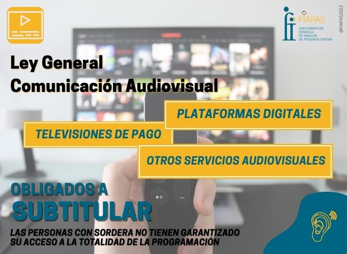 Plataformas digitales, televisiones de pago y otros servicios audiovisuales obligados a subtitular para personas con sordera